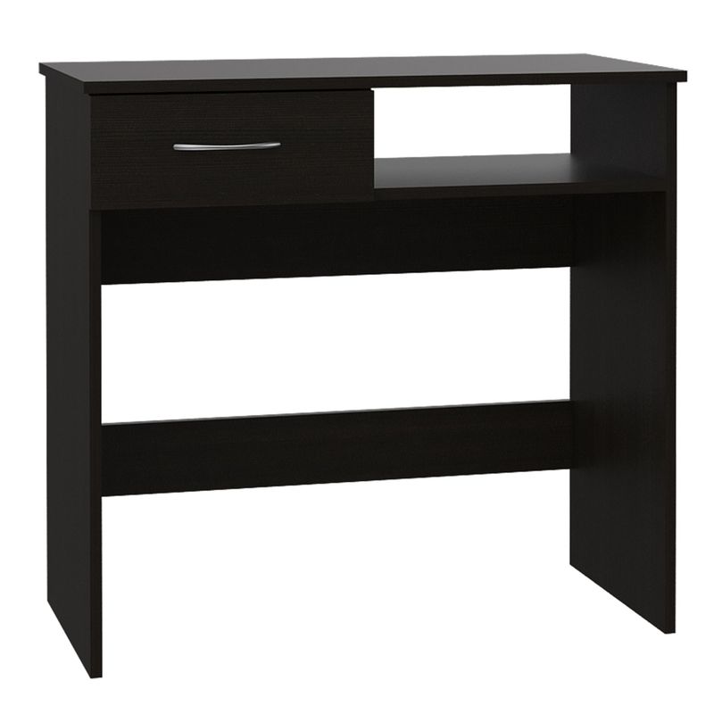 FMFURNITURE - Escritorio 1 Cajon + Estante 5 Repisas Negro 75.7 / 100.7 x80 / 40x40.3 / 20 cm