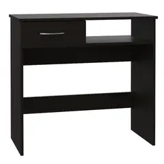 FMFURNITURE - Escritorio 1 Cajon + Estante 5 Repisas Negro 75.7 / 100.7 x80 / 40x40.3 / 20 cm