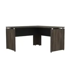 FMFURNITURE - Escritorio - Negro y Café Oscuro 75x140x140 cm