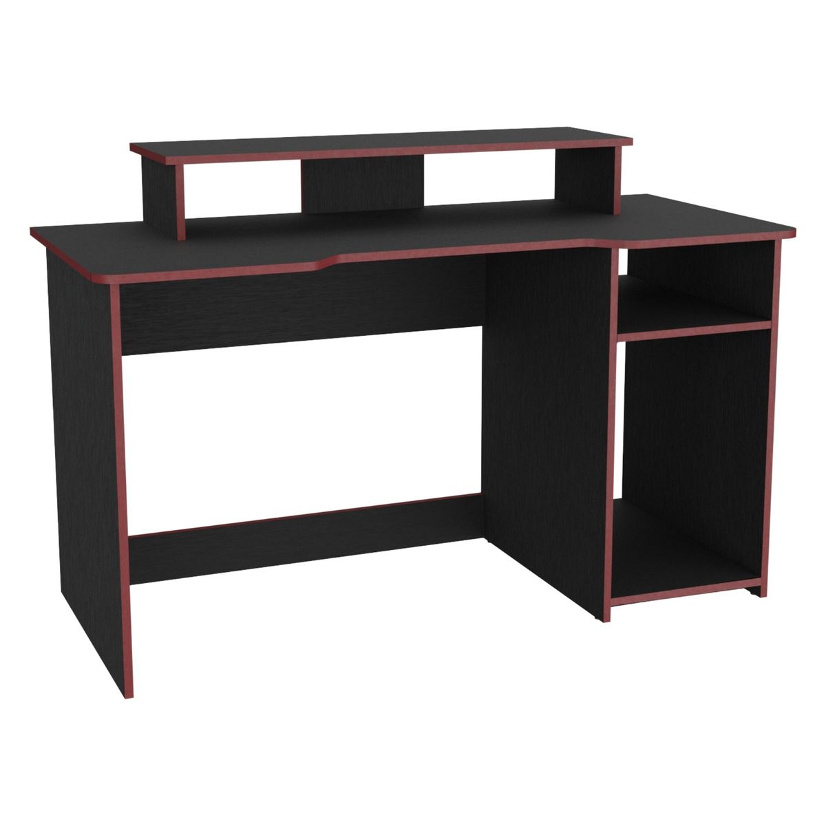 FMFURNITURE - Escritorio Gamer - Negro y Rojo 90.5x136x60 cm
