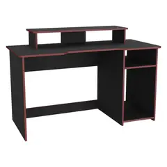 FMFURNITURE - Escritorio Gamer - Negro y Rojo 90.5x136x60 cm