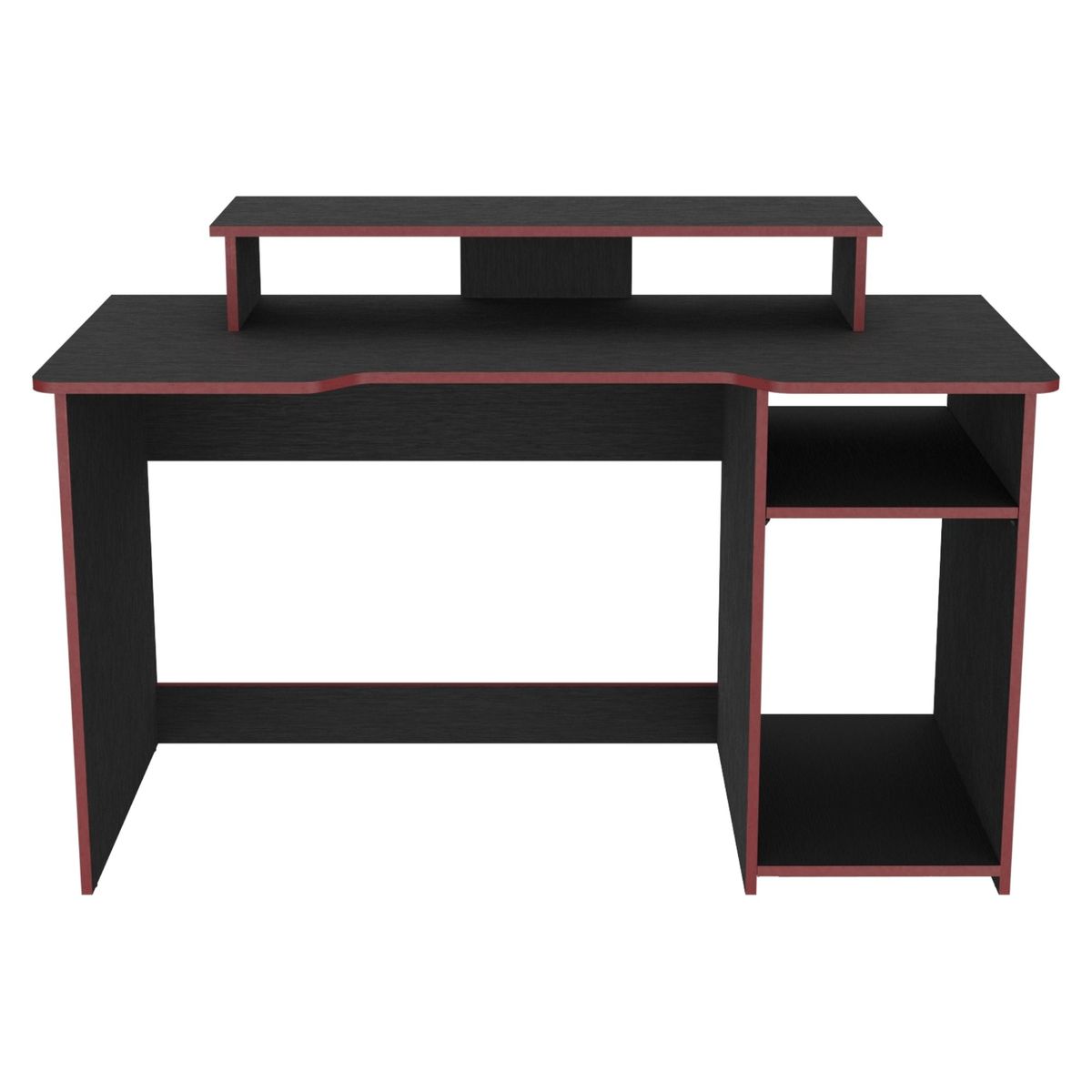 FMFURNITURE - Escritorio Gamer - Negro y Rojo 90.5x136x60 cm