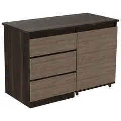 FMFURNITURE - Escritorio Extensible 3 Cajones 1 Puerta Fm-020O Café Oscuro