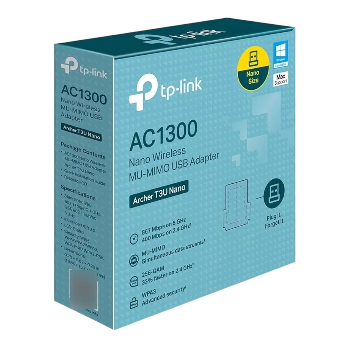 GENERICO - Adaptador Usb Inalambrico Wifi Tplink Archer T3u Nano Ac1300