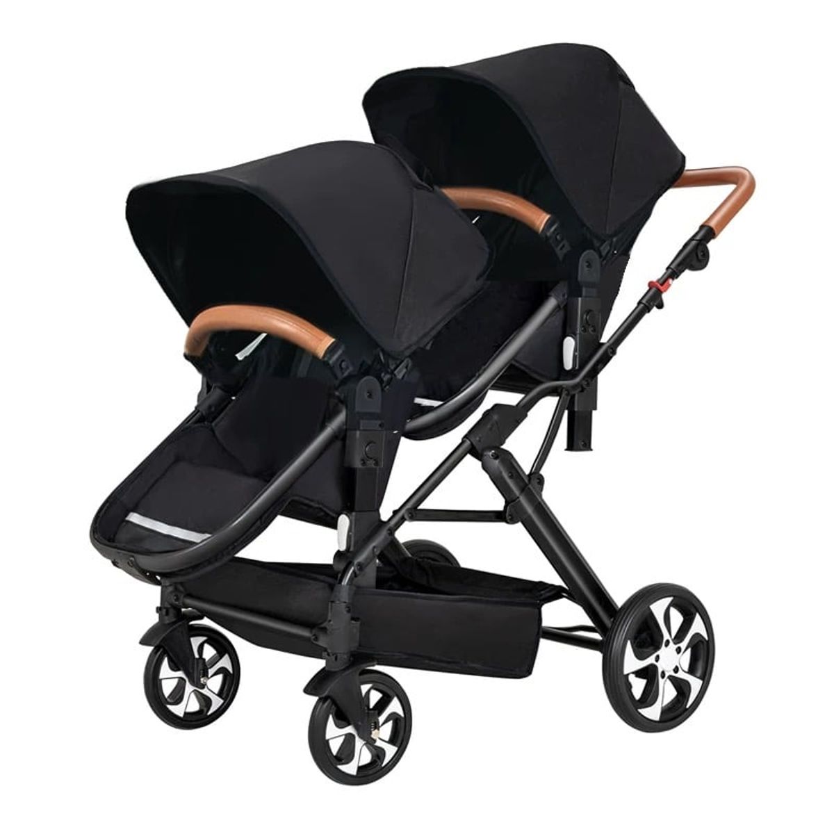 LUBABYCAS - Coche Cuna Doble Multiposiciones Compacto Negro LuBabycas