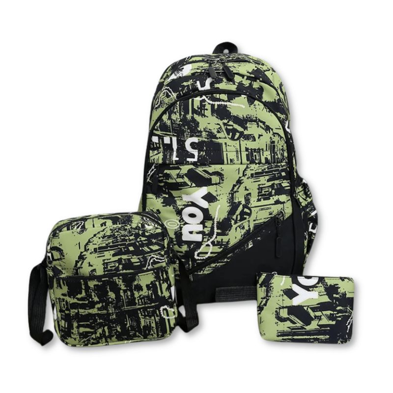UTILISIMO - Pack Mochila Lonchera Estuche 46cm Juvenil y Escolar Light green
