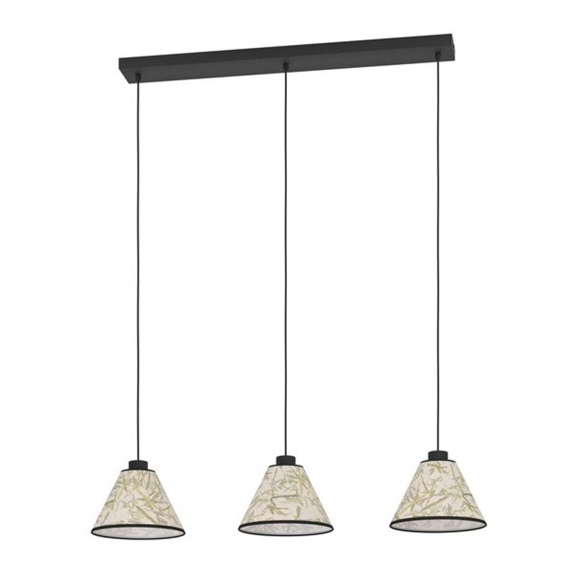 EGLO - Lámpara Colgante Oxpark Acero Hojas de Bambú E27 3X25W IP20 Cod43943