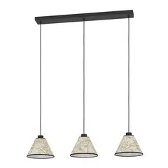 EGLO - Lámpara Colgante Oxpark Acero Hojas de Bambú E27 3X25W IP20 Cod43943