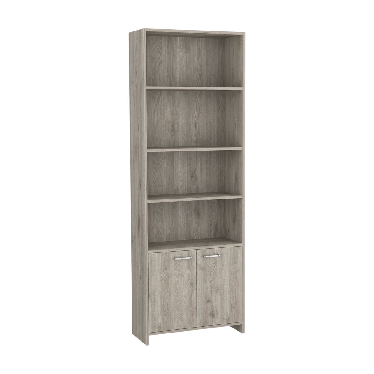 FMFURNITURE - Biblioteca 2 Puertas 4 Estantes - Gris Claro 180.6x63x26 cm