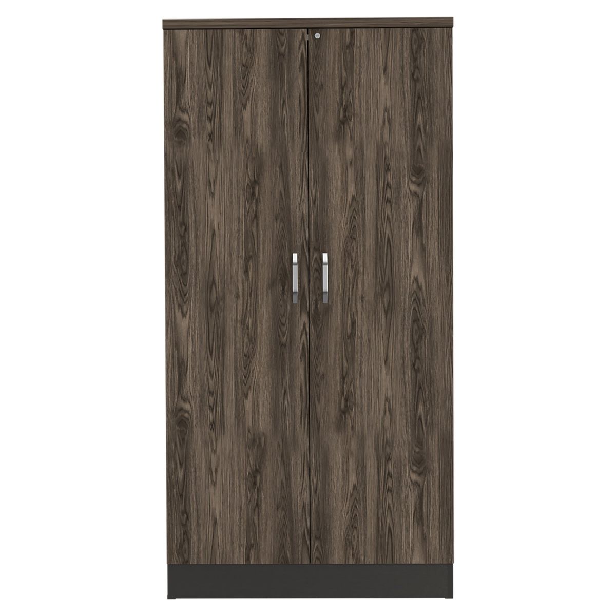 FMFURNITURE - Librero 2 Puertas 3 Repisas Negro y Café Oscuro 161.4x80x45.2 cm