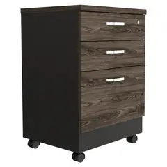 FMFURNITURE - Cajonera Con Ruedas Negro y Café Oscuro 71.6x49.1x42.5 cm