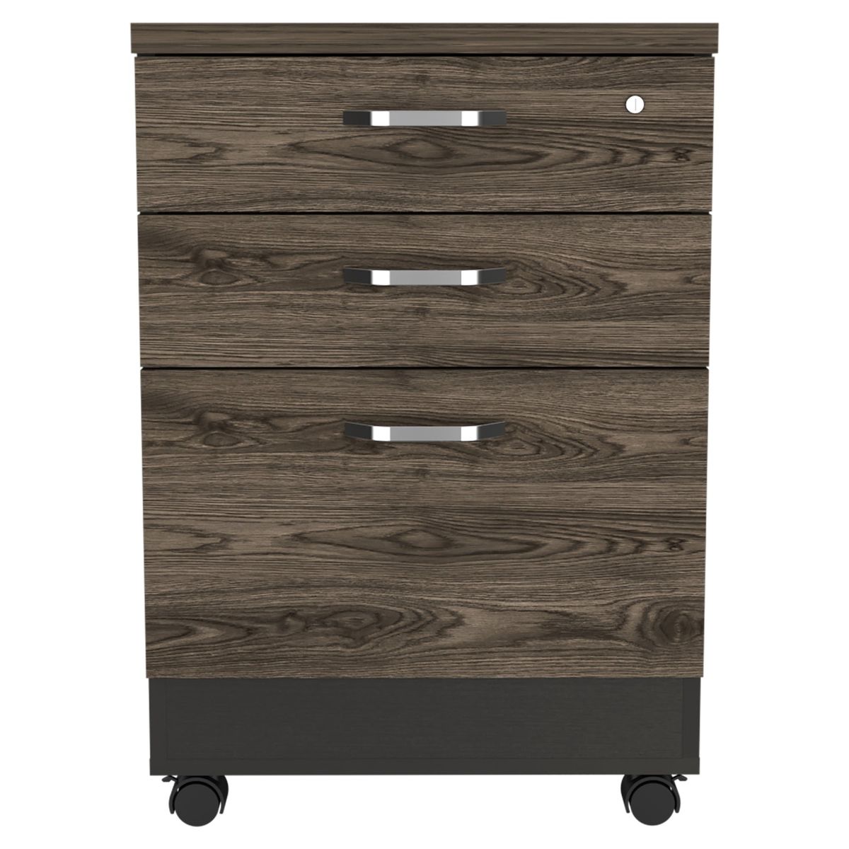FMFURNITURE - Cajonera Con Ruedas Negro y Café Oscuro 71.6x49.1x42.5 cm