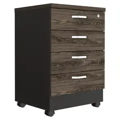 FMFURNITURE - Cajonera Con Ruedas Negro y Café Oscuro 71x475x425 cm