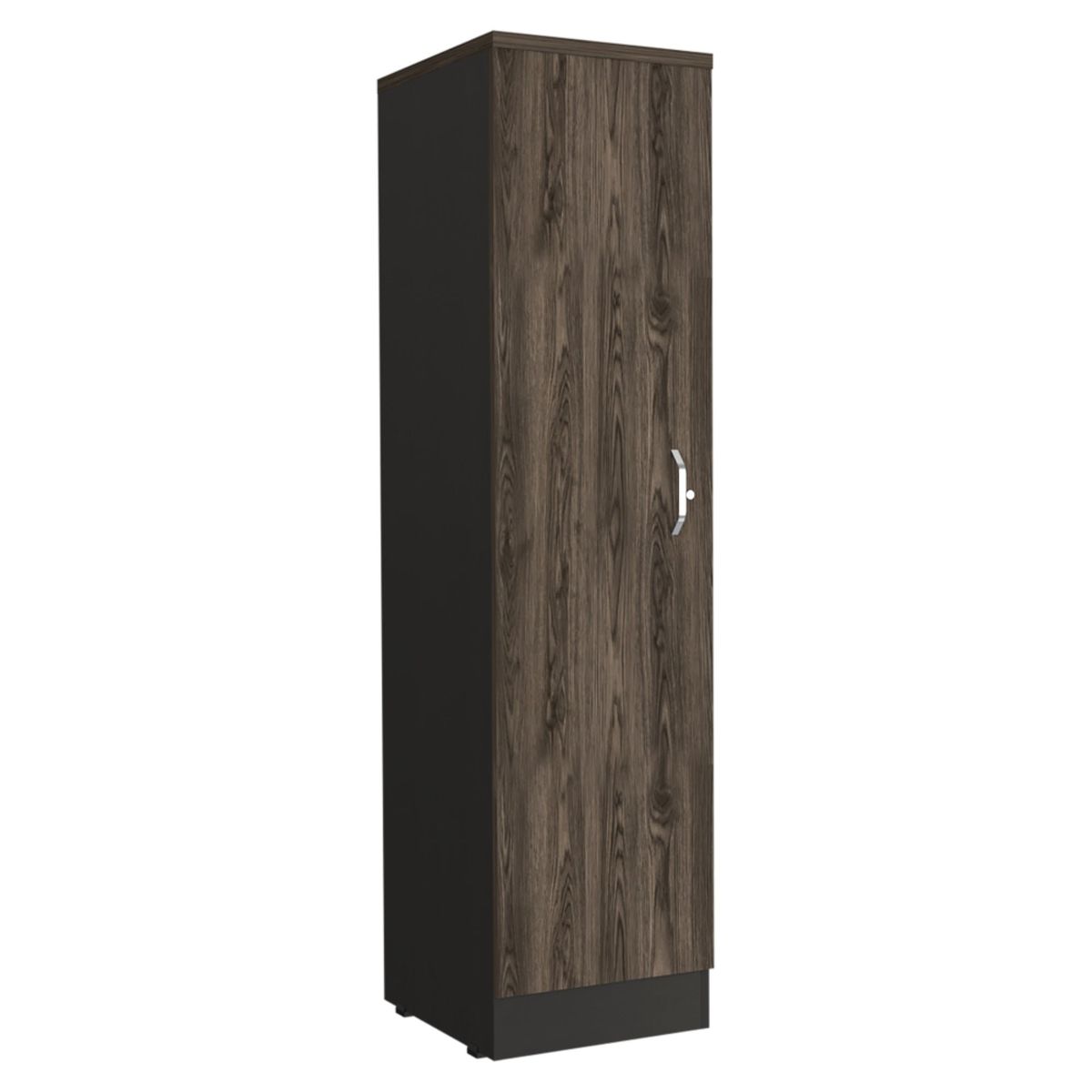 FMFURNITURE - Biblioteca 1 Puerta 3 Repisas - Negro y Café Oscuro 161.4x40.1x45 cm