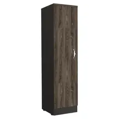 FMFURNITURE - Biblioteca 1 Puerta 3 Repisas - Negro y Café Oscuro 161.4x40.1x45 cm