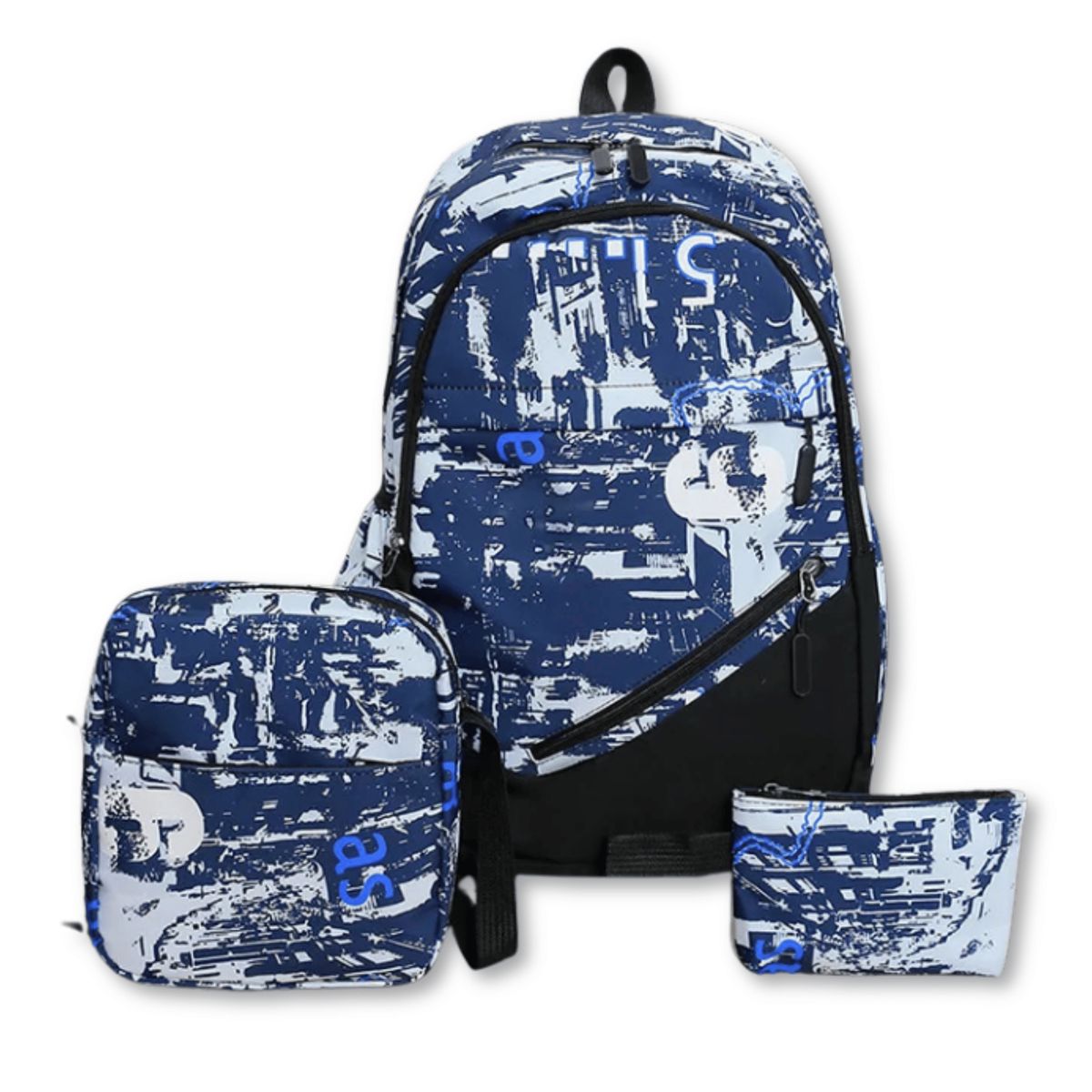 UTILISIMO - Pack Mochila Lonchera Estuche Grande 46cm Juvenil y Escolar Dark Blue