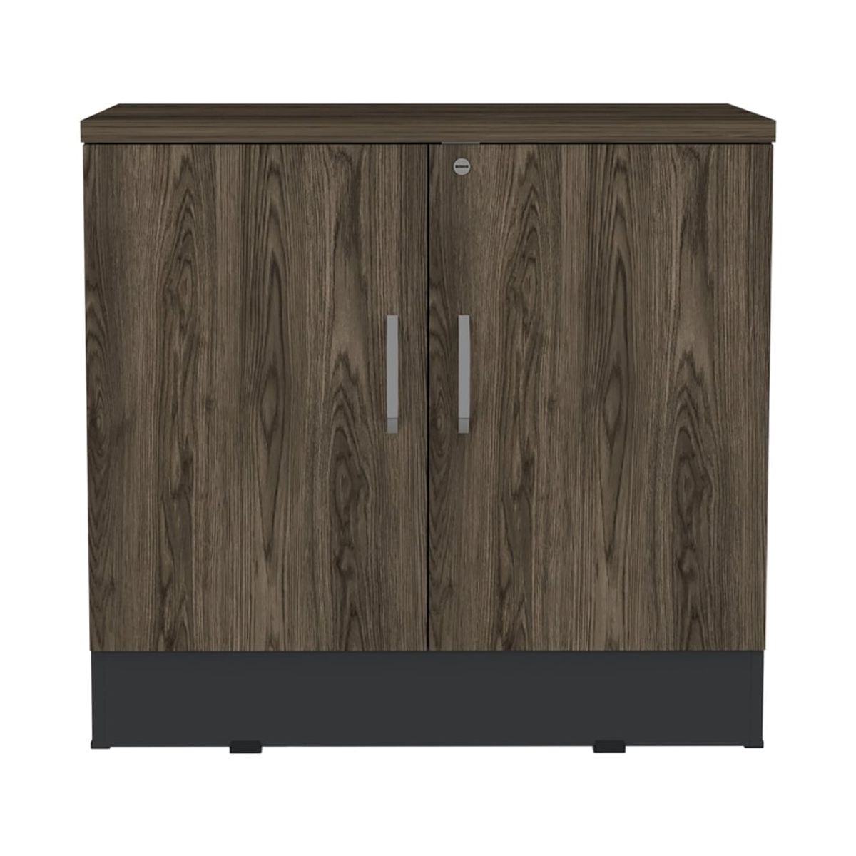 FMFURNITURE - Biffet 2 Puertas Café Oscuro y Negro 75x80x48.5 cm