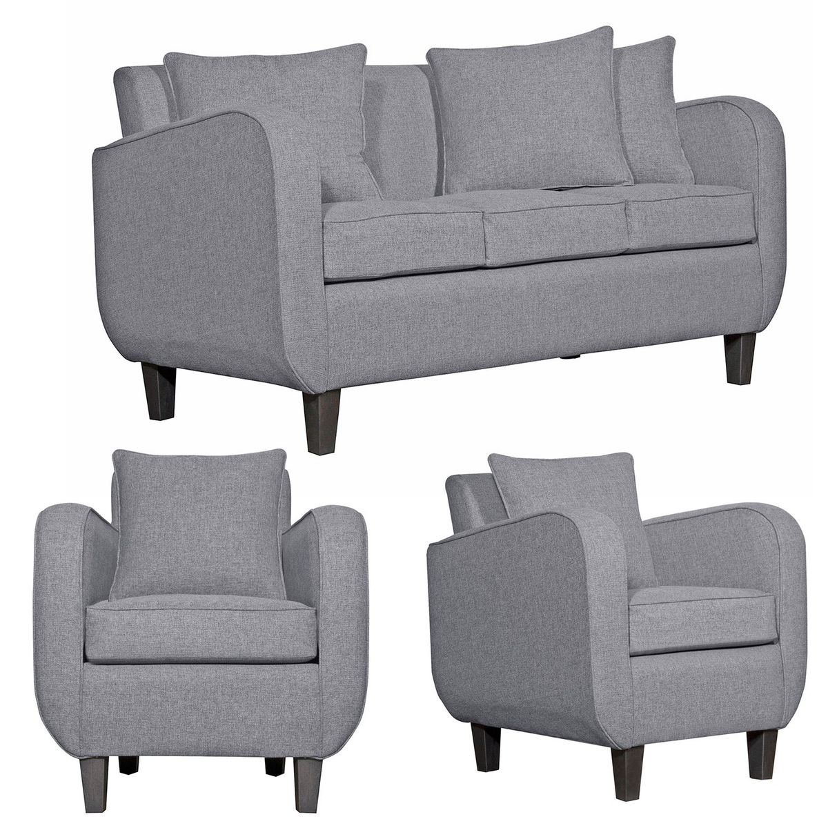 RUZAM MOBEL - JUEGO DE LIVING 3-1-1 CRONOS GRIS