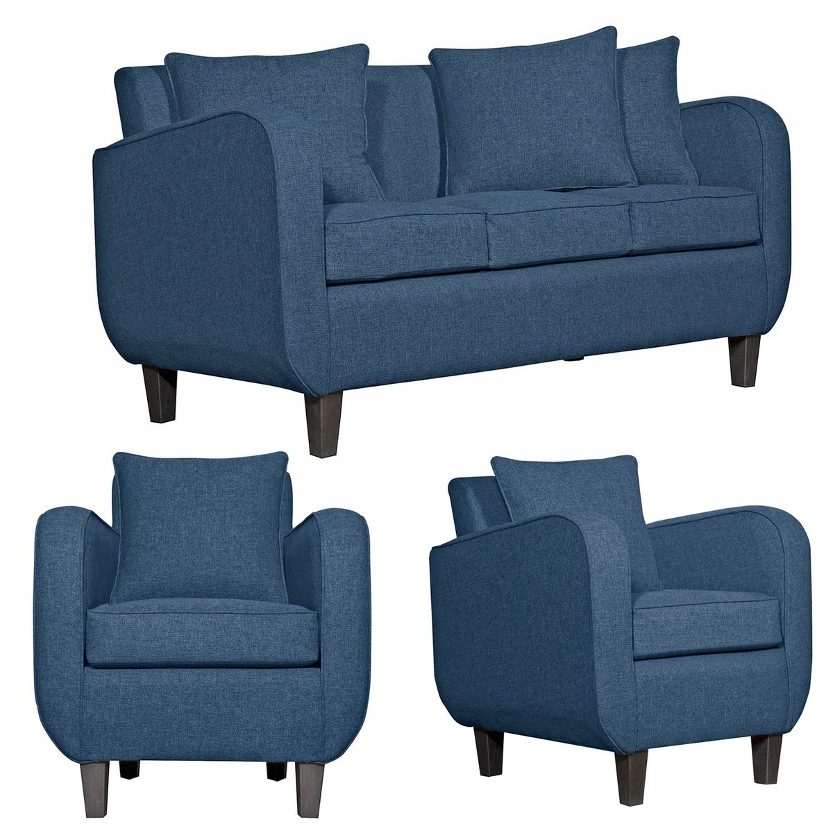 RUZAM MOBEL - JUEGO DE LIVING 3-1-1 CRONOS AZUL