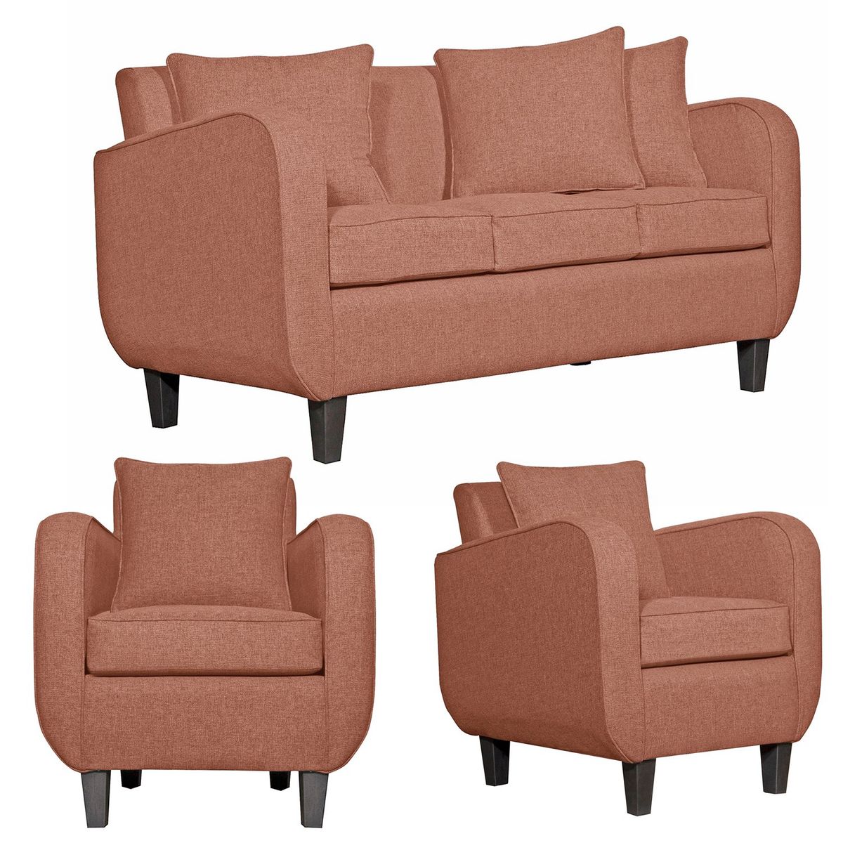 RUZAM MOBEL - JUEGO DE LIVING 3-1-1 CRONOS TERRACOTA