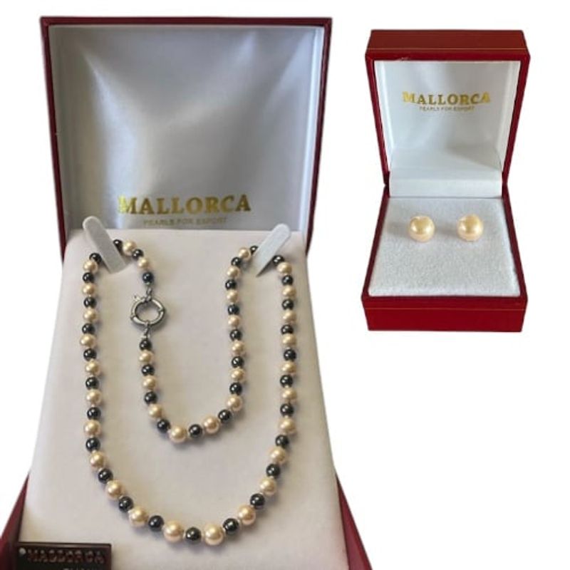 MALLORCA - COLLAR Y AROS CONJUNTO  PERLAS DE MALLORCA 50CMS.