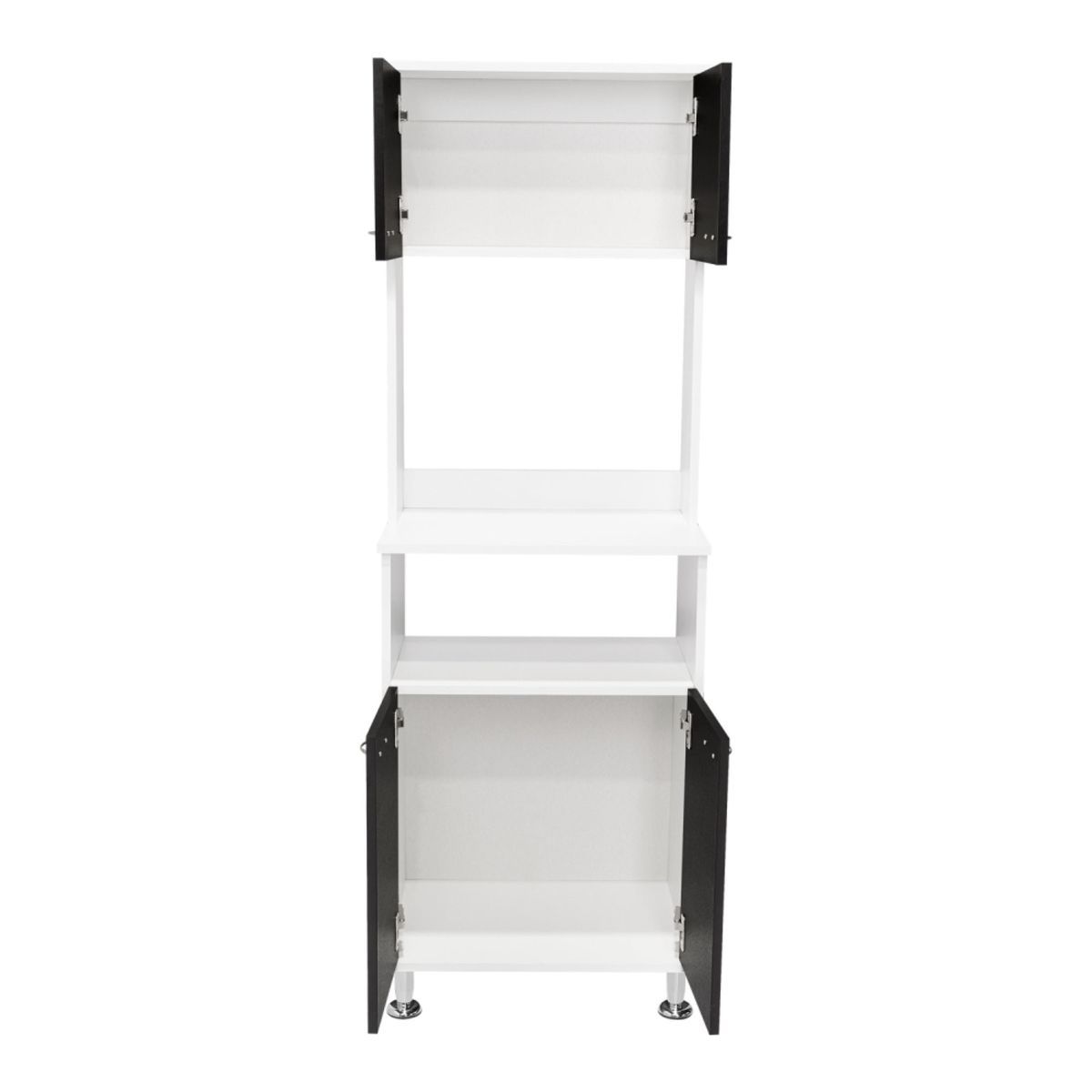 FMFURNITURE - Mueble Microonad 4 Puertas Blanco y Negro 197.6x62x39.3 cm