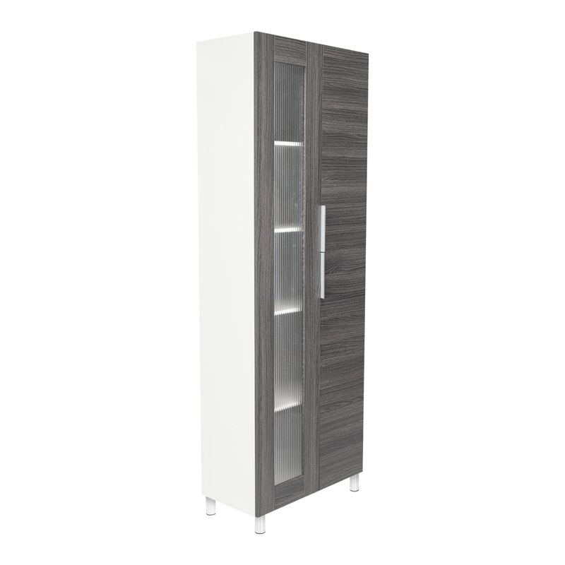 FMFURNITURE - Despensa 2 PuertasGris y Blanco 205x70x35.8 cm