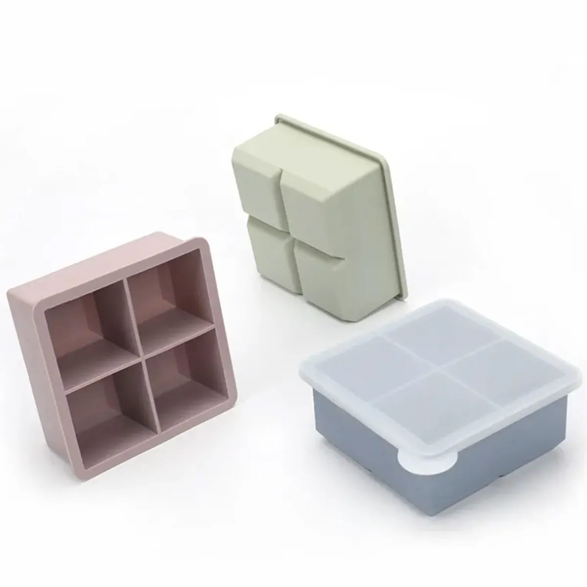 GENERICO - Cubetera Hielera Molde Silicona 4 Cubos Grandes Con Tapa