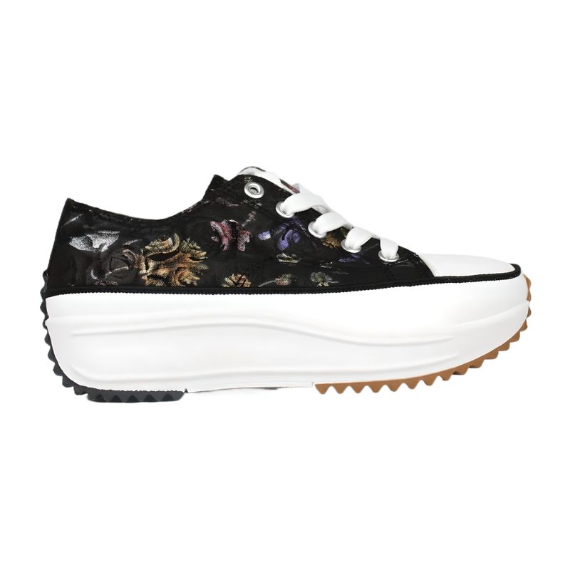 THUNDER BLUE - Zapatilla Floreada de Mujer 2408 Yassne Negro