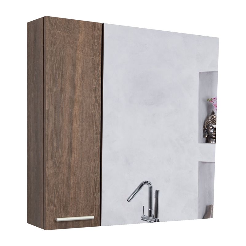 FMFURNITURE - Botiquin 2 Puertas Con Espejo - Café Oscuro 60x60x14.9 cm
