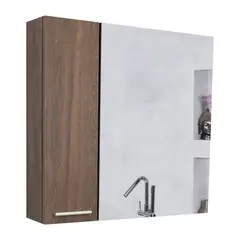 FMFURNITURE - Botiquin 2 Puertas Con Espejo - Café Oscuro 60x60x14.9 cm