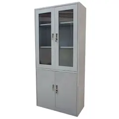 GENERICO - ARMARIO LOCKER METALICO 4 PUERTAS CON VITRINA 185 CM