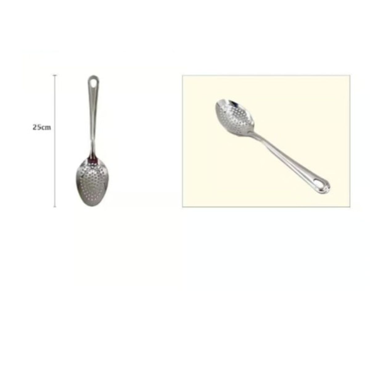 GENERICO - Cuchara De Acero Inoxidable 25Cm Set 2 Con Agujeros