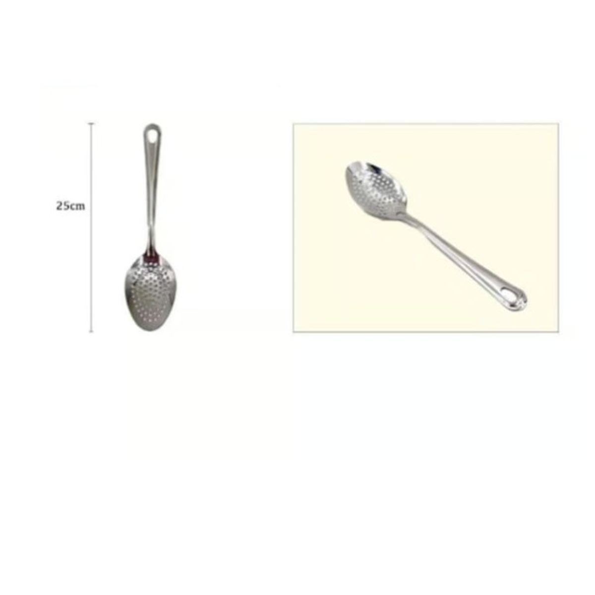 GENERICO - Cuchara De Acero Inoxidable 25Cm Set 2 Con Agujeros