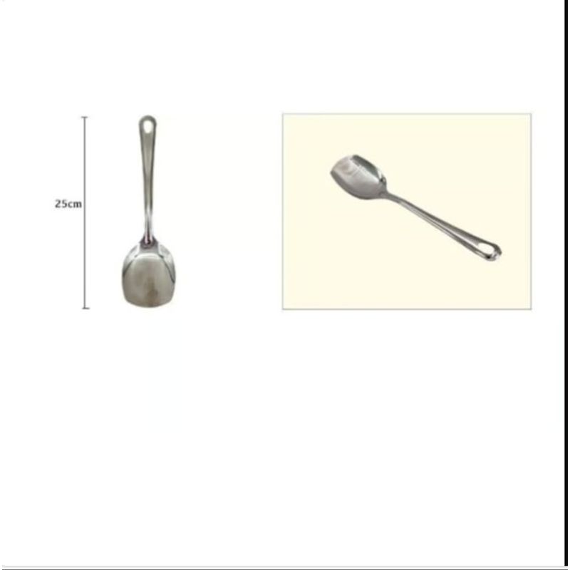 GENERICO - Cuchara De Acero Inoxidable 25Cm Set 2 Cuadrada
