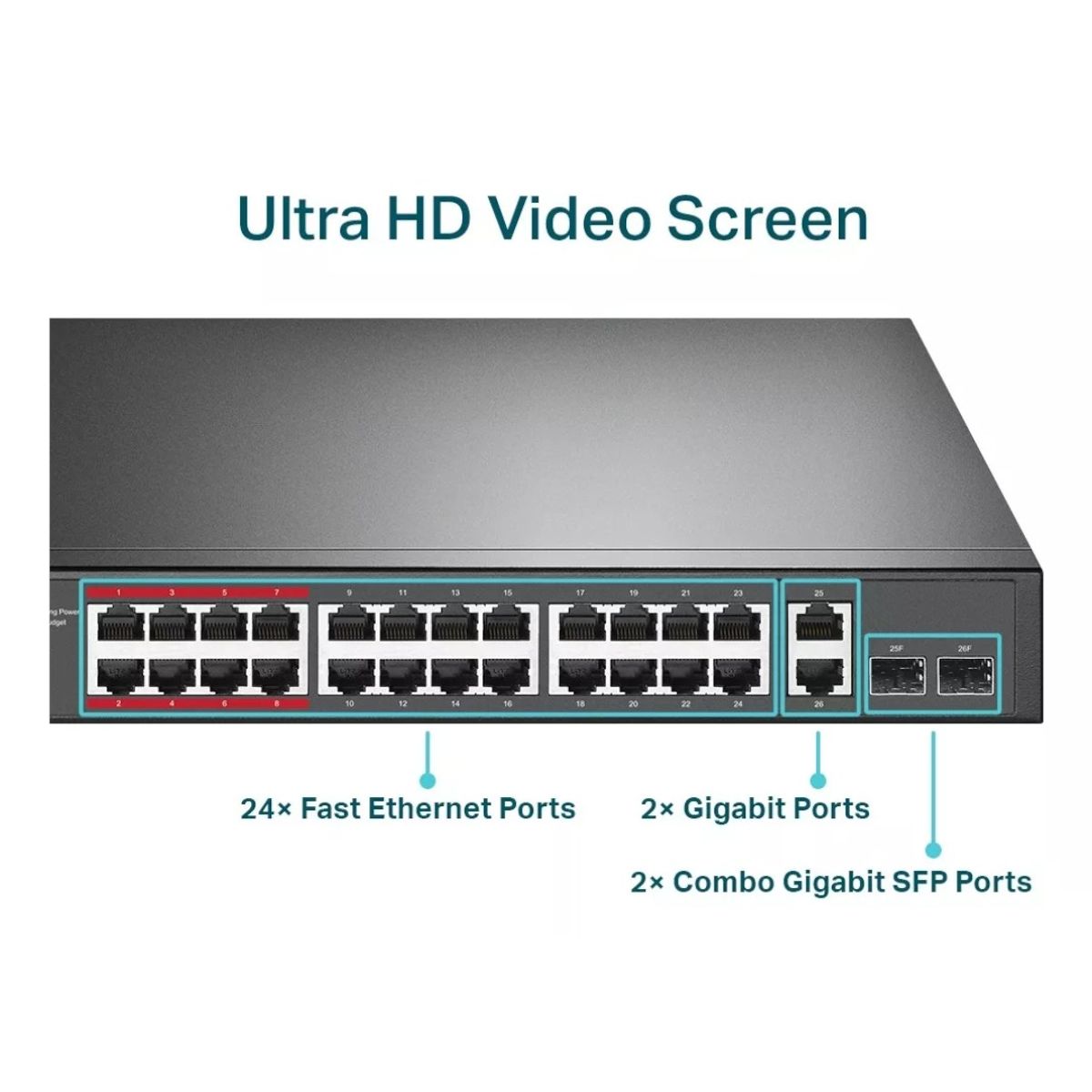 GENERICO - Switch 24 Port Poe+ 2 P Gigabit + 2 Sfp Tp-link Tl-sl1226p