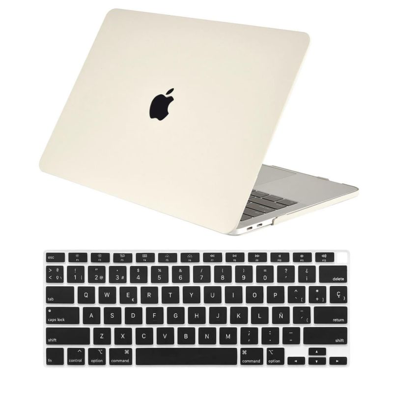 GENERICO - Kit Carcasa Mate y Protector Para MacBook Air M1 y 2020/18 - Crema