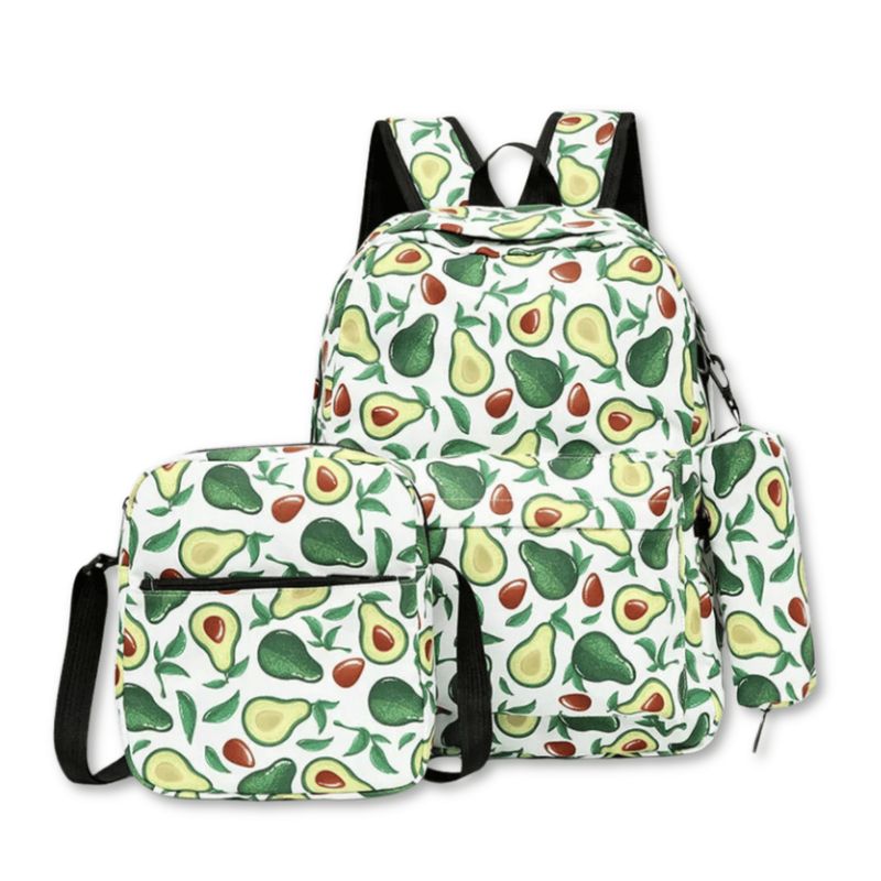 UTILISIMO - Pack Mochila Lonchera Estuche 43cm Juvenil y Escolar Avocado White
