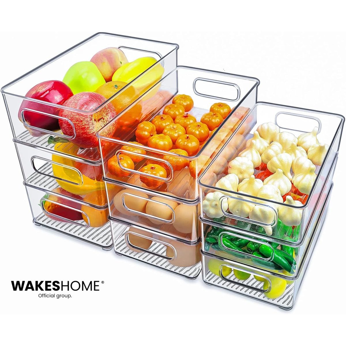 WAKESHOME - Pack 9 Organizador Para Refrigerador Con Tapa 9 Pieza