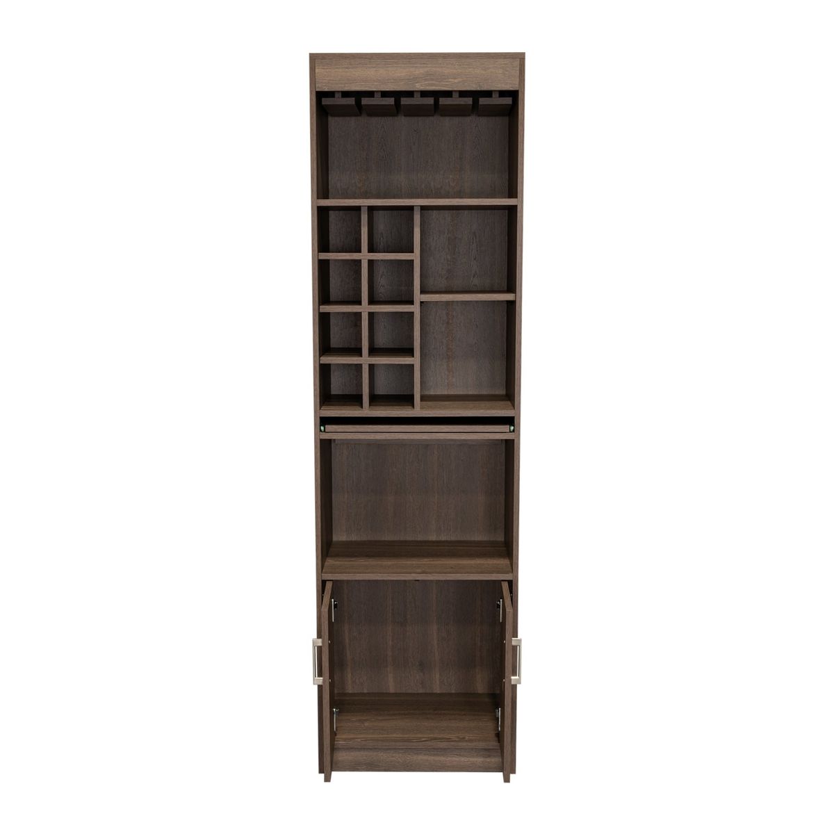 FMFURNITURE - Bar Alto 8 Botelleros Repisa Extensible Fm-011O  Café Oscuro