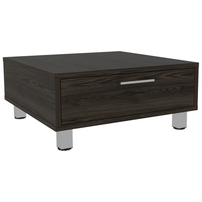 FMFURNITURE - Mesa De Centro 1 Cajón - Café Oscuro 26.3x60x60 cm