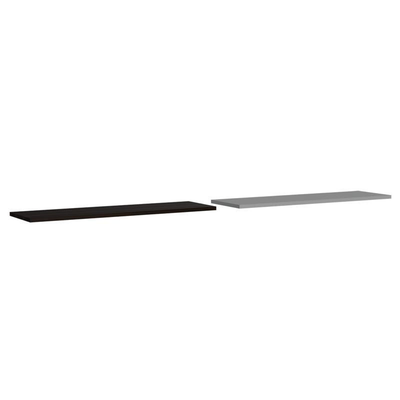 FMFURNITURE - Set 2 Repisas 160X25X15 Cm Fm-002B Blanco Y Café Oscuro