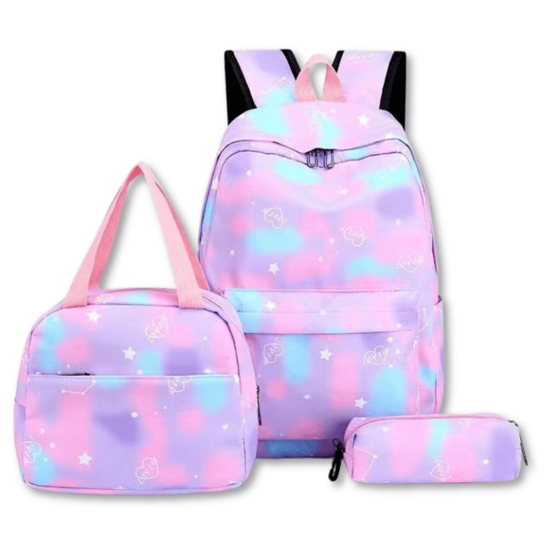 UTILISIMO - Pack Mochila Lonchera Estuche 43cm Juvenil y Escolar light lila
