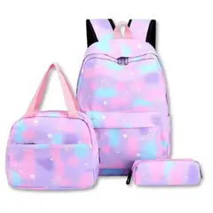 UTILISIMO - Pack Mochila Lonchera Estuche 43cm Juvenil y Escolar light lila