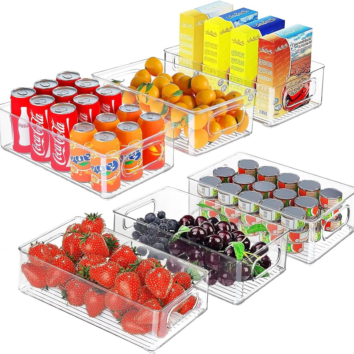 WAKESHOME - Pack 6 Organizador Para Refrigerador Con Tapa 6 Pieza