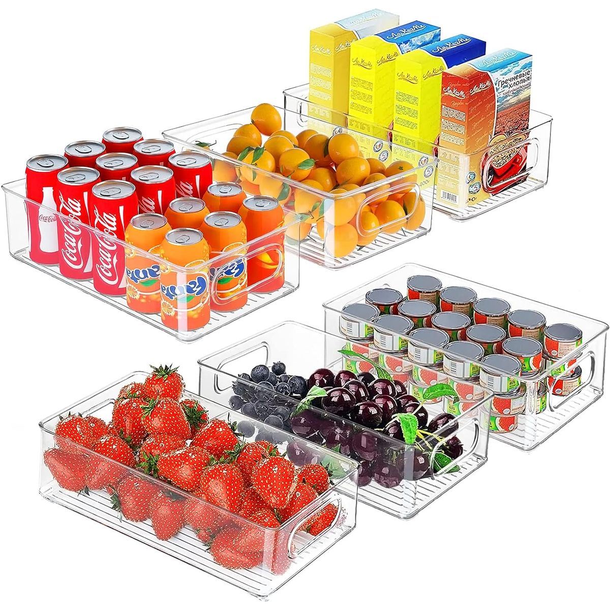 WAKESHOME - Pack 6 Organizador Para Refrigerador Con Tapa 6 Pieza