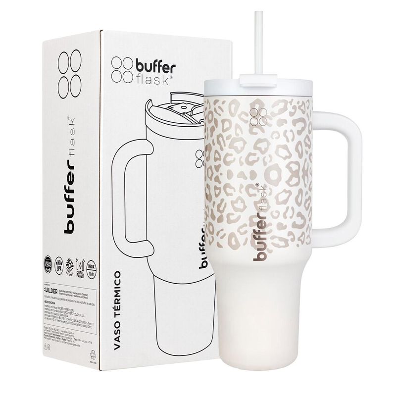 BUFFER FLASK - Vaso Termico Frio y Calor Termo Mug Buffer 1200Lt Inoxidable - Blanco