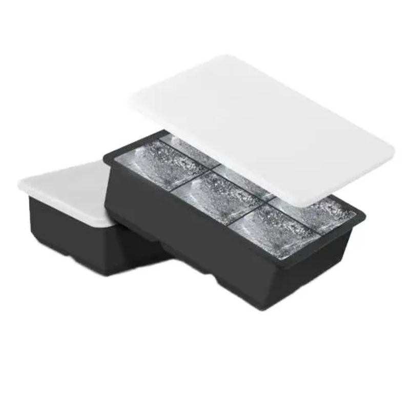 GENERAL TIRE - Cubetera Hielera Molde Silicona 6 Cubos Grandes Con Tapa