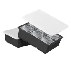 GENERAL TIRE - Cubetera Hielera Molde Silicona 6 Cubos Grandes Con Tapa