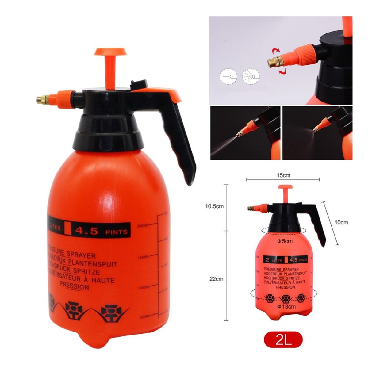 GENERICO - Pulverizador Aspersor Rociador Fumigador 2lts Rojo